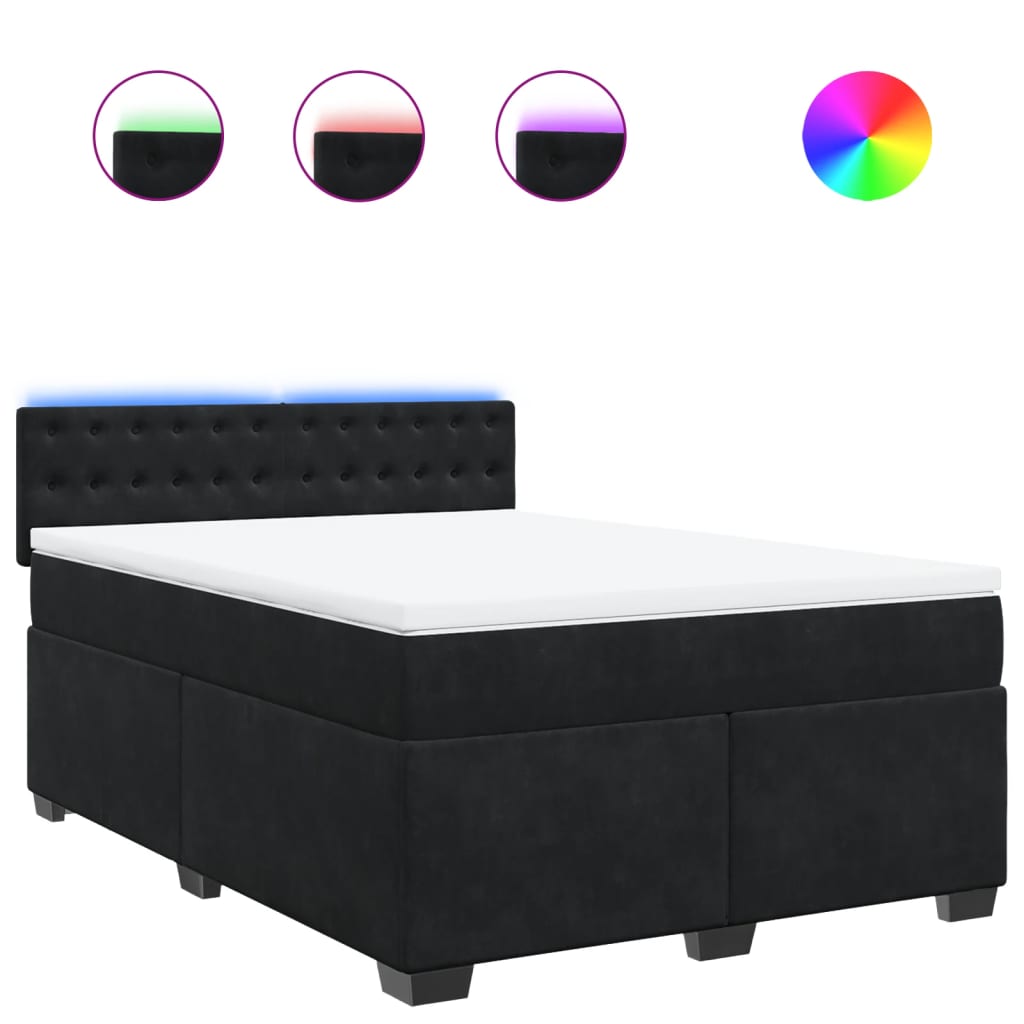 vidaXL Κρεβάτι Boxspring με Στρώμα Μαύρο 160x200 εκ. Βελούδινο