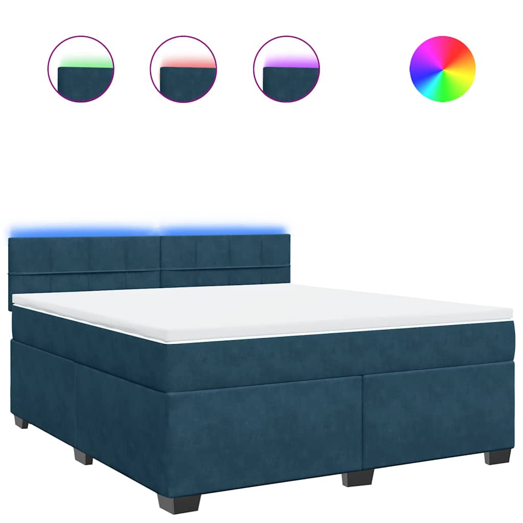 vidaXL Κρεβάτι Boxspring με Στρώμα Μπλε 180x200 εκ. Βελούδινο