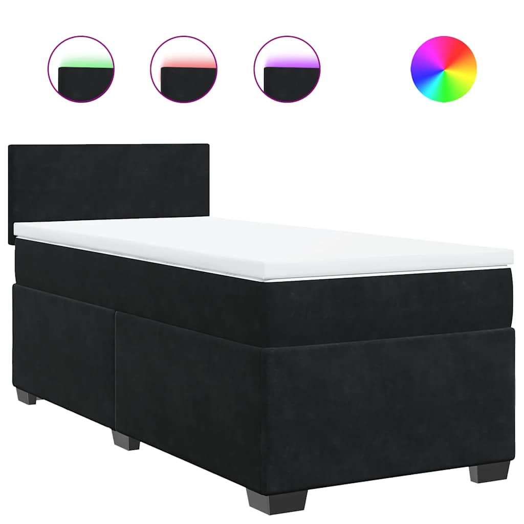 vidaXL Κρεβάτι Boxspring με Στρώμα Μαύρο Single Βελούδινο
