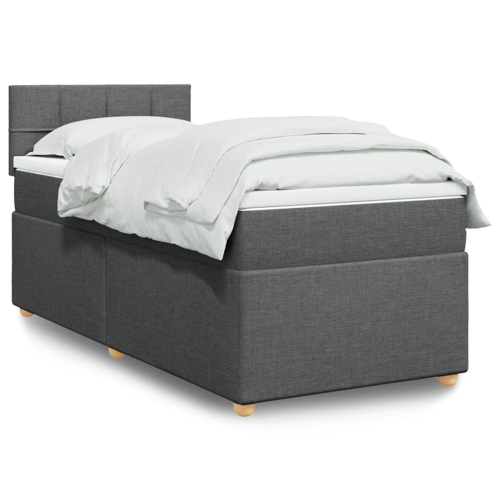 vidaXL Κρεβάτι Boxspring με Στρώμα Σκούρο Γκρι 80x200 εκ. Υφασμάτινο