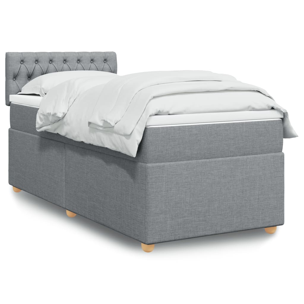 vidaXL Κρεβάτι Boxspring με Στρώμα Ανοιχτό Γκρι 80x200 εκ. Υφασμάτινο