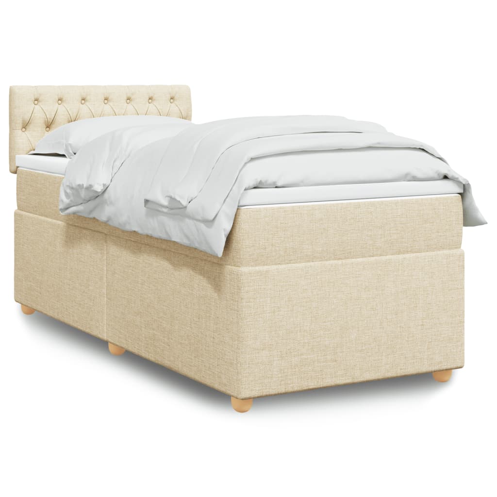 vidaXL Κρεβάτι Boxspring με Στρώμα Κρεμ 80 x 200 εκ. Υφασμάτινο