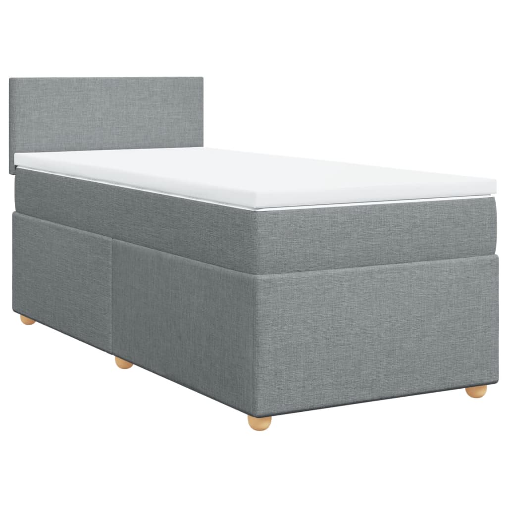 vidaXL Κρεβάτι Boxspring με Στρώμα Ανοιχτό Γκρι 90x190 εκ. Υφασμάτινο