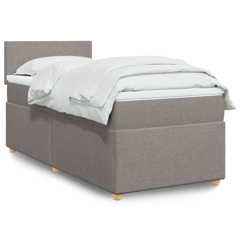 vidaXL Κρεβάτι Boxspring με Στρώμα Taupe 90x200 εκ. Υφασμάτινο