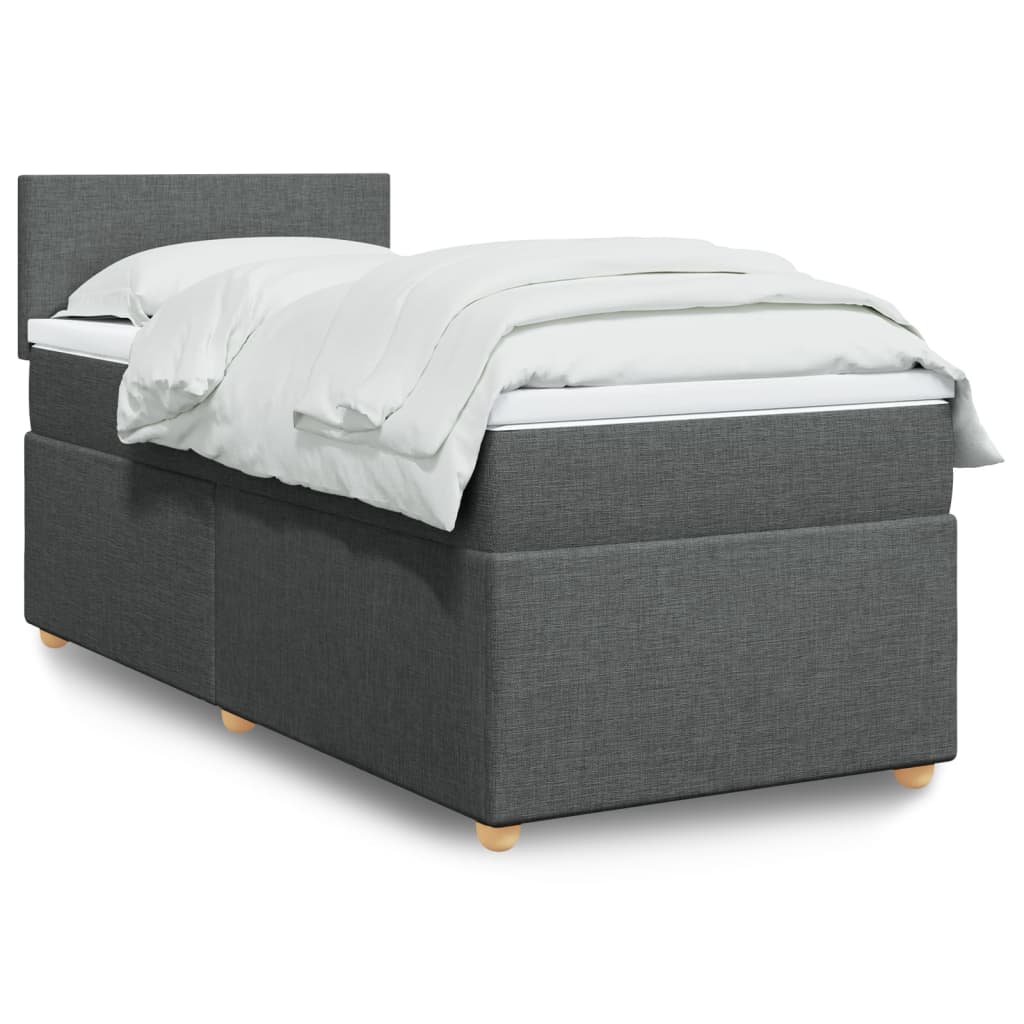 vidaXL Κρεβάτι Boxspring με Στρώμα Σκούρο Γκρι 100x200 εκ. Υφασμάτινο