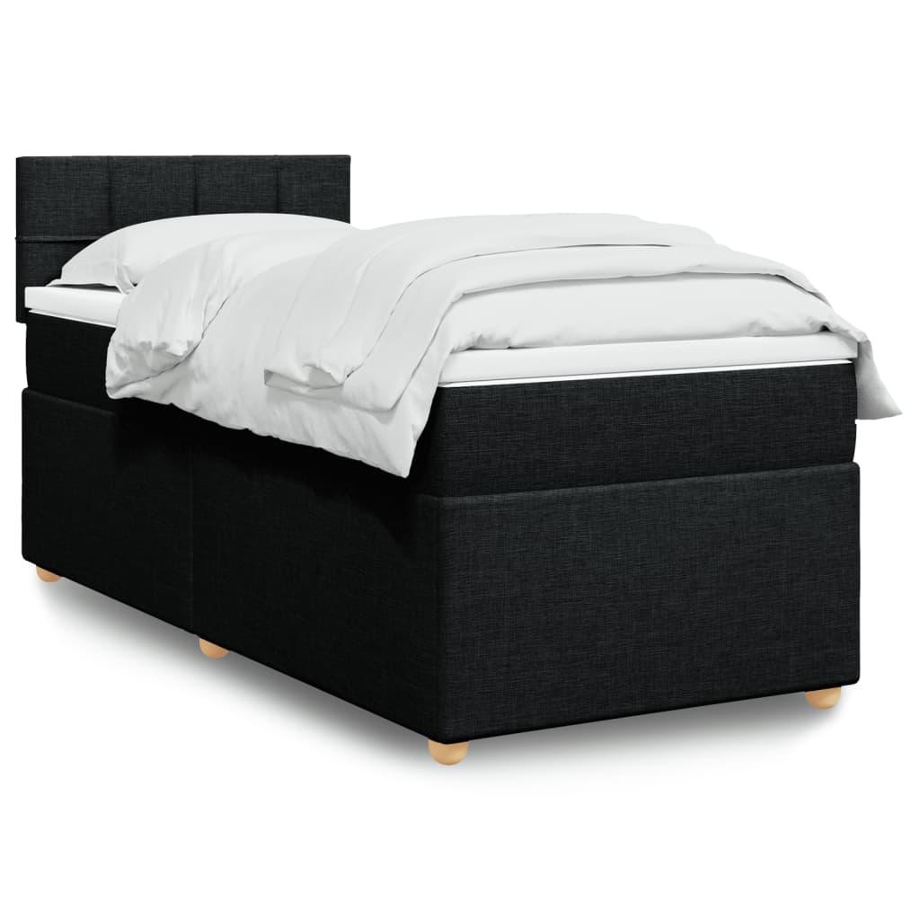 vidaXL Κρεβάτι Boxspring με Στρώμα Μαύρο 100 x 200 εκ. Υφασμάτινο