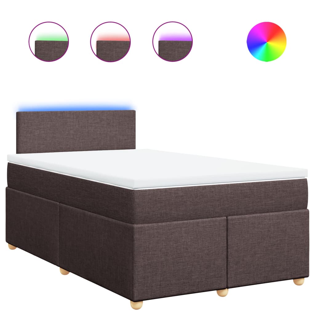 vidaXL Κρεβάτι Boxspring με Στρώμα Σκούρο Καφέ 120x190 εκ Υφασμάτινο