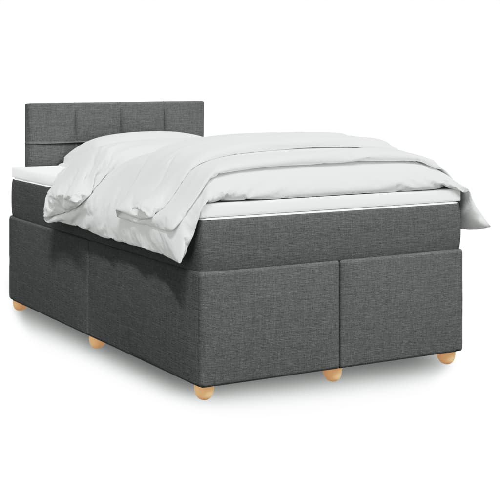 vidaXL Κρεβάτι Boxspring με Στρώμα Σκούρο Γκρι 120x190 εκ Υφασμάτινο