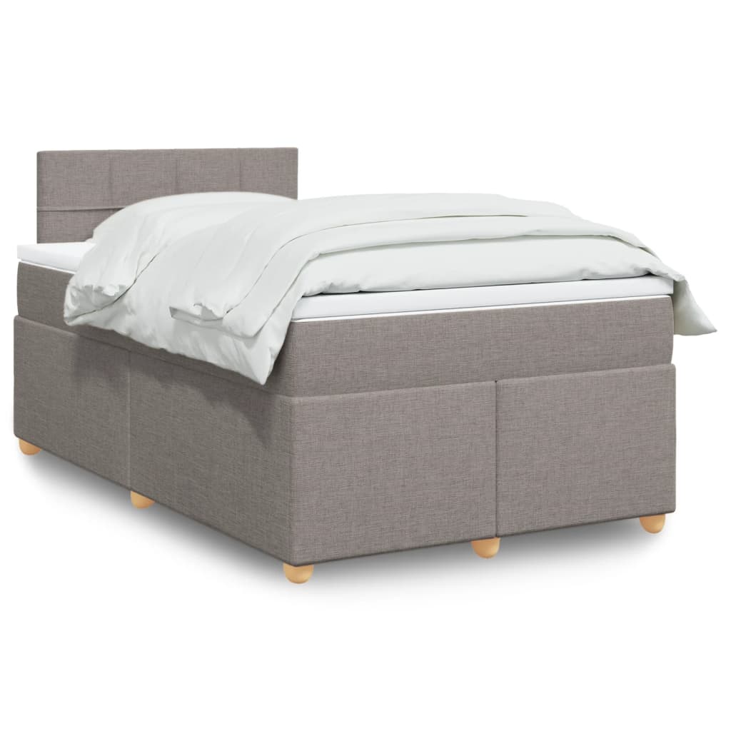 vidaXL Κρεβάτι Boxspring με Στρώμα Taupe 120x190 εκ. Υφασμάτινο