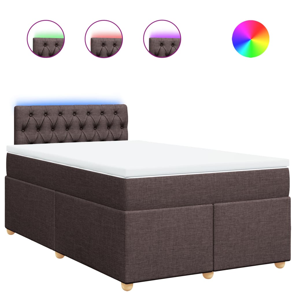vidaXL Κρεβάτι Boxspring με Στρώμα Σκούρο Καφέ 120x190 εκ Υφασμάτινο