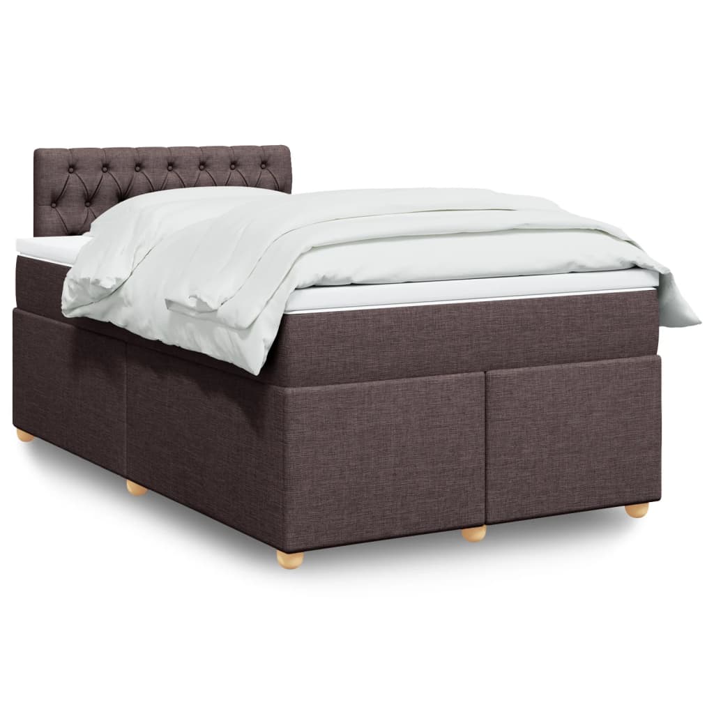 vidaXL Κρεβάτι Boxspring με Στρώμα Σκούρο Καφέ 120x190 εκ Υφασμάτινο