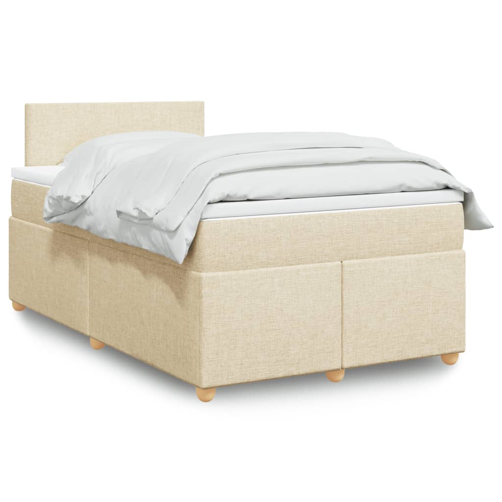 vidaXL Κρεβάτι Boxspring με Στρώμα Κρεμ 120x200 εκ. Υφασμάτινο