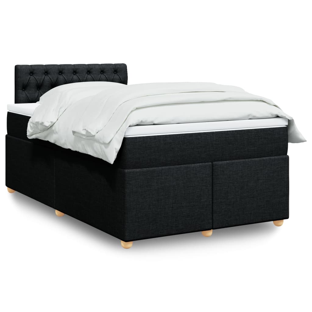 vidaXL Κρεβάτι Boxspring με Στρώμα Μαύρο 120x200 εκ. Υφασμάτινο
