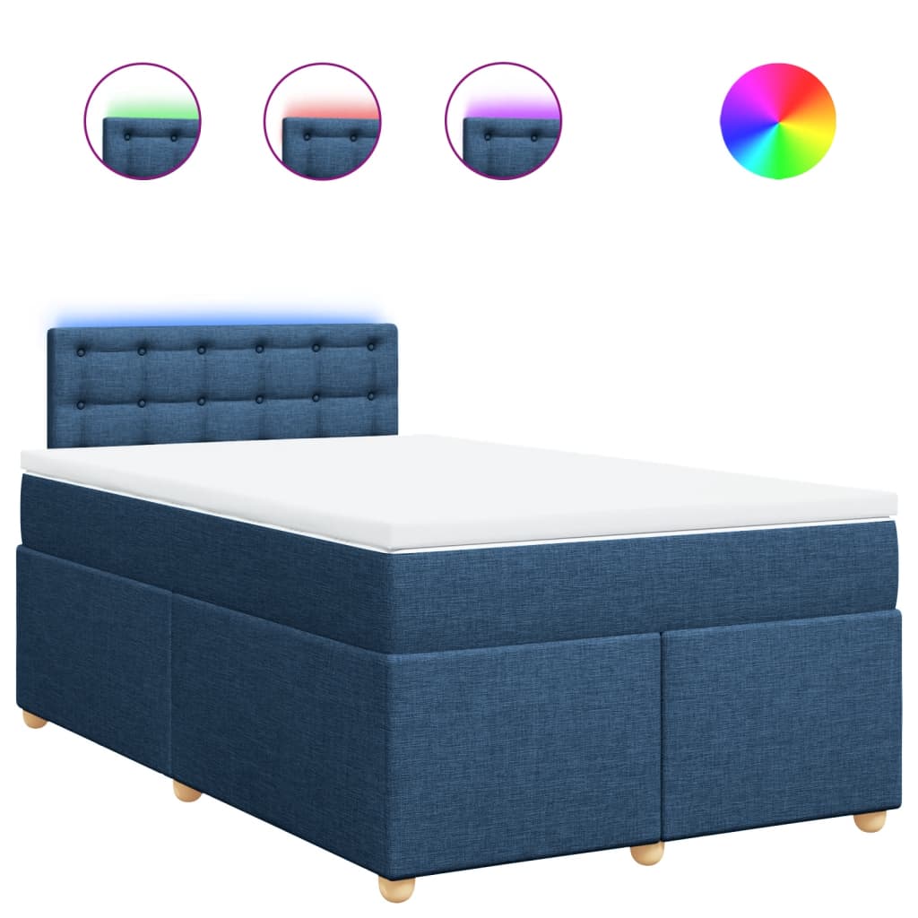 vidaXL Κρεβάτι Boxspring με Στρώμα Μπλε 120x200 εκ. Υφασμάτινο