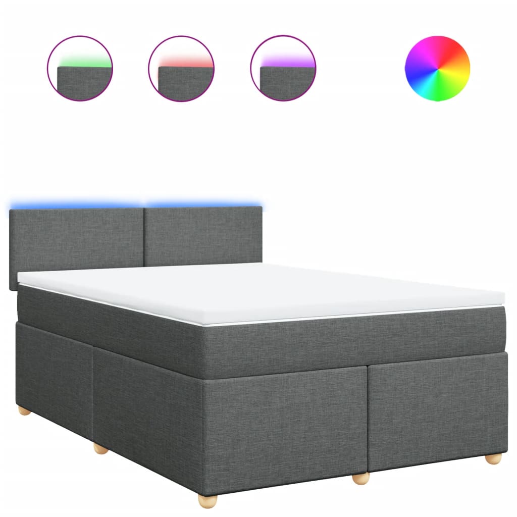 vidaXL Κρεβάτι Boxspring με Στρώμα Σκούρο Γκρι 140x190 εκ. Υφασμάτινο