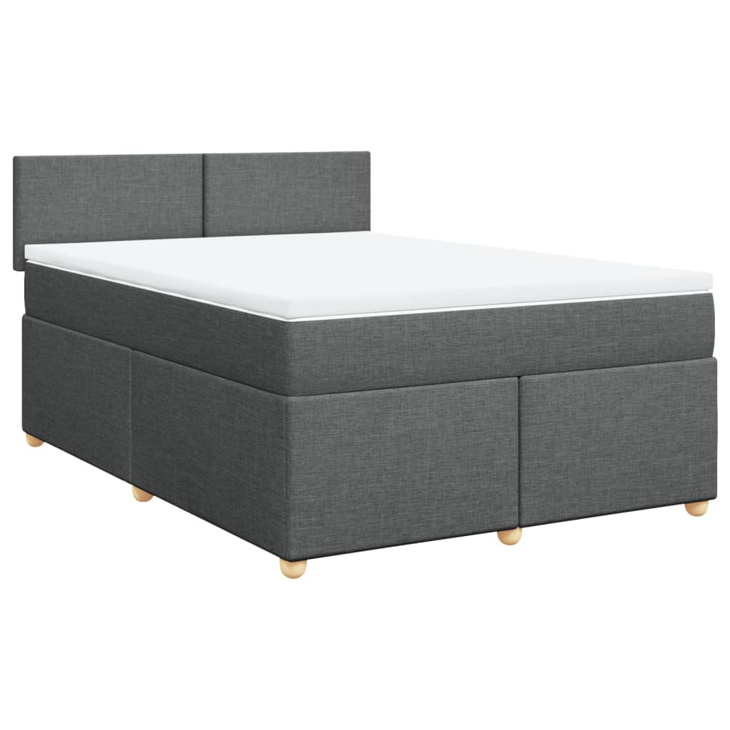 vidaXL Κρεβάτι Boxspring με Στρώμα Σκούρο Γκρι 140x190 εκ. Υφασμάτινο