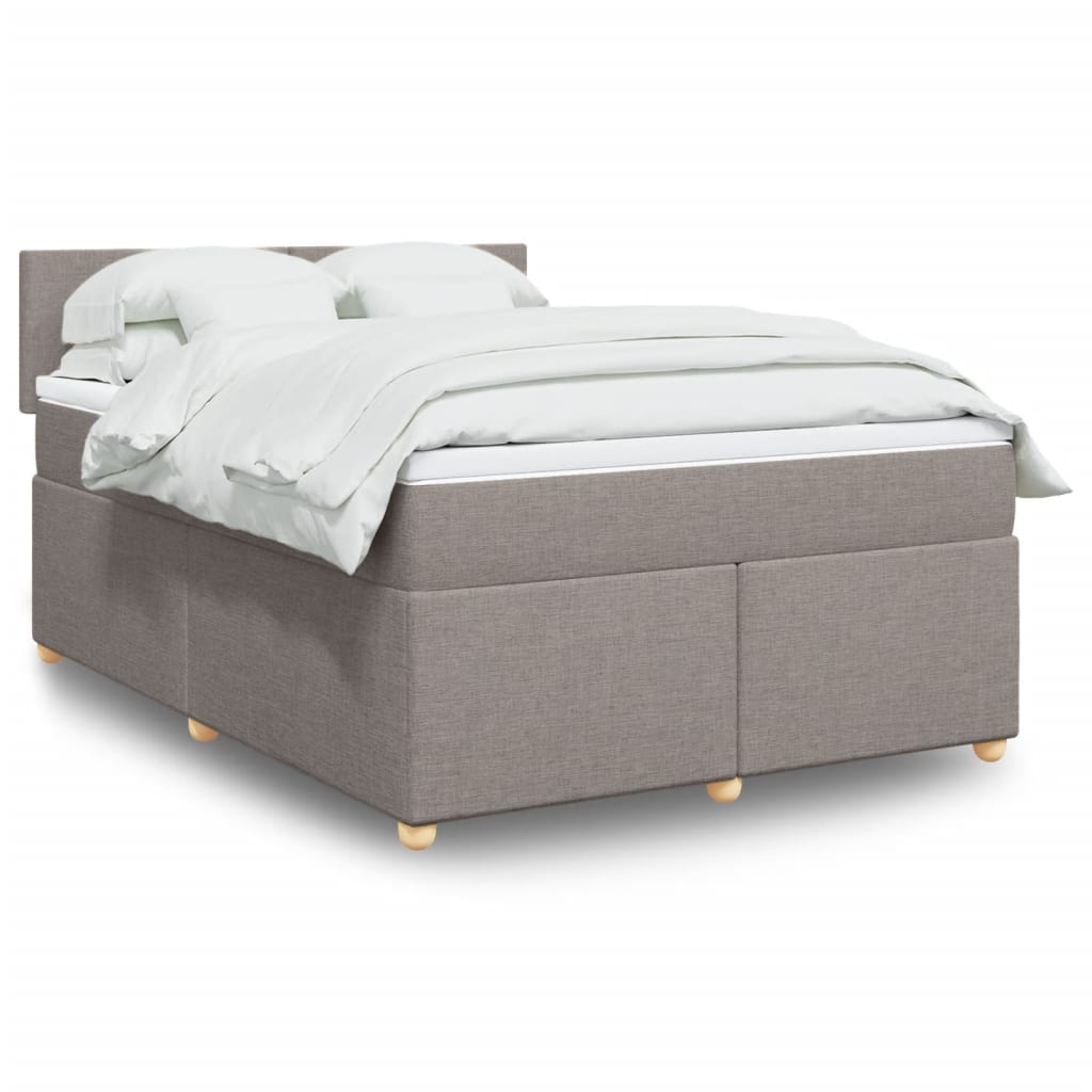 vidaXL Κρεβάτι Boxspring με Στρώμα Taupe 140x200 εκ. Υφασμάτινο