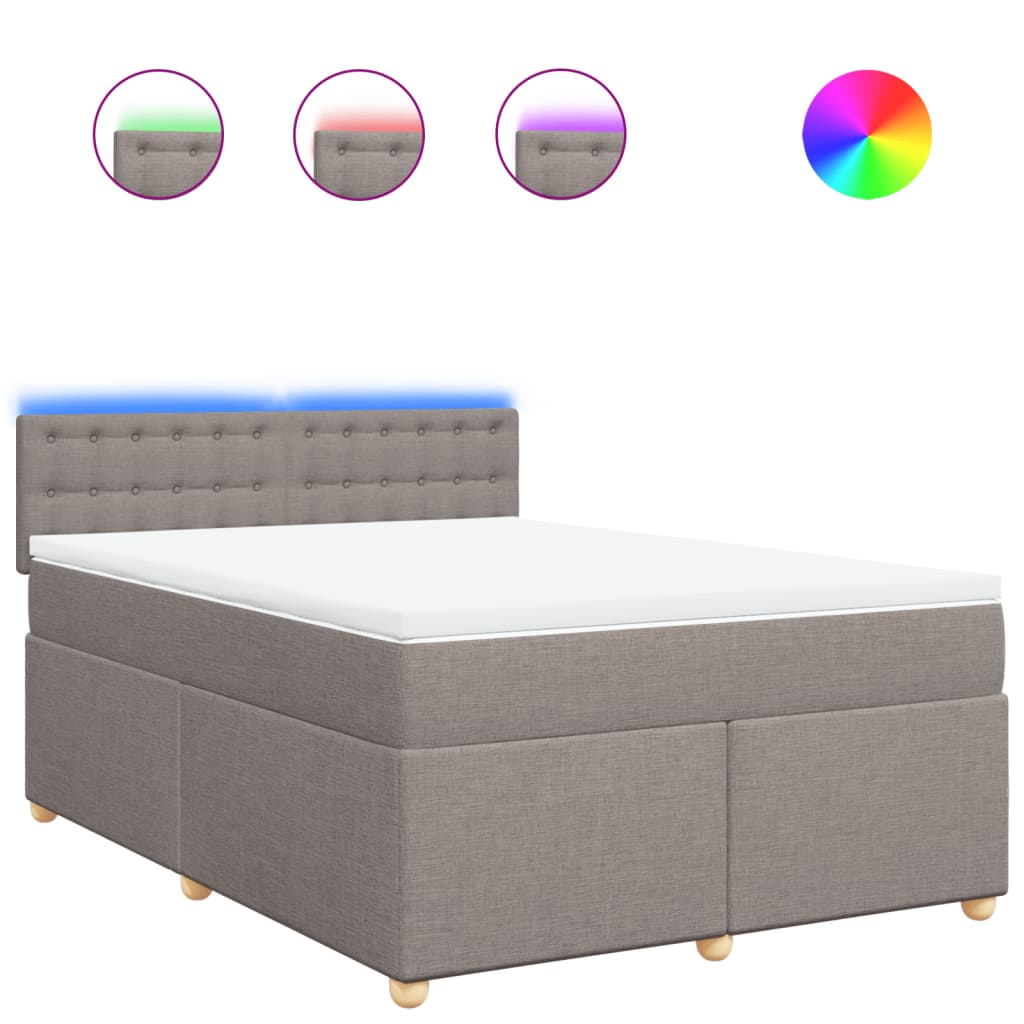 vidaXL Κρεβάτι Boxspring με Στρώμα Taupe 160x200 εκ. Υφασμάτινο