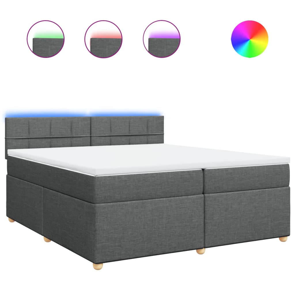 vidaXL Κρεβάτι Boxspring με Στρώμα Σκούρο Γκρι 200x200 εκ. Υφασμάτινο