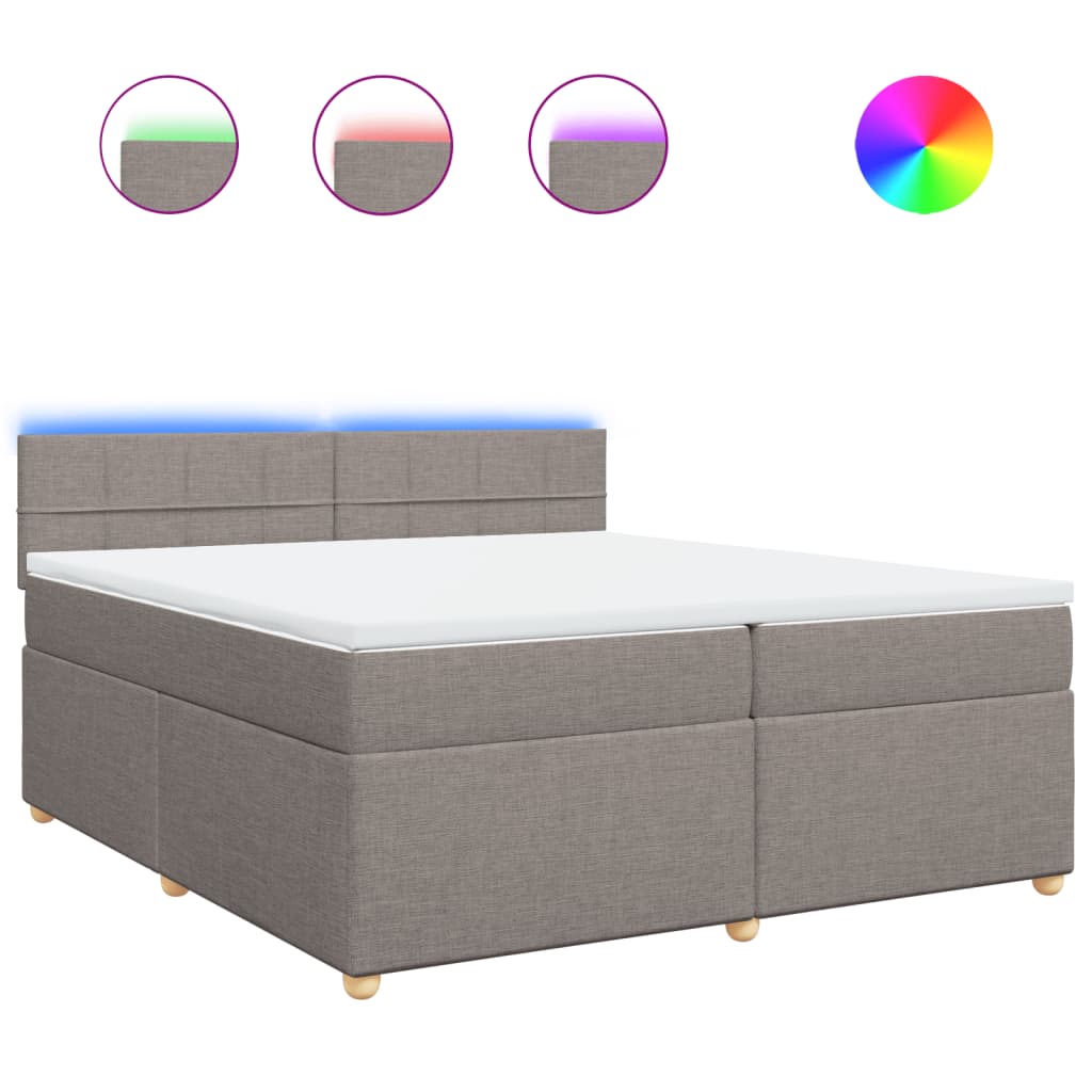 vidaXL Κρεβάτι Boxspring με Στρώμα Taupe 200x200 εκ. Υφασμάτινο