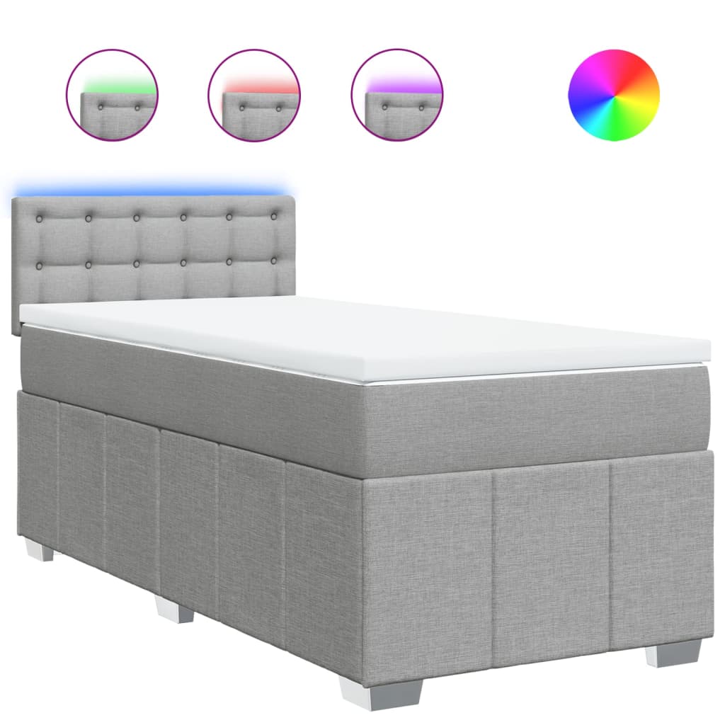 vidaXL Κρεβάτι Boxspring με Στρώμα Ανοιχτό Γκρι 80x200 εκ. Υφασμάτινο