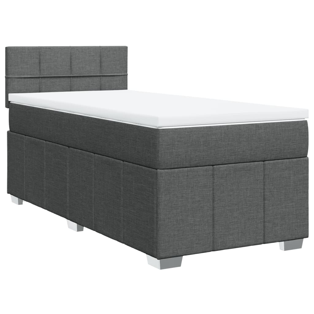 vidaXL Κρεβάτι Boxspring με Στρώμα Σκούρο Γκρι 90x200 εκ. Υφασμάτινο