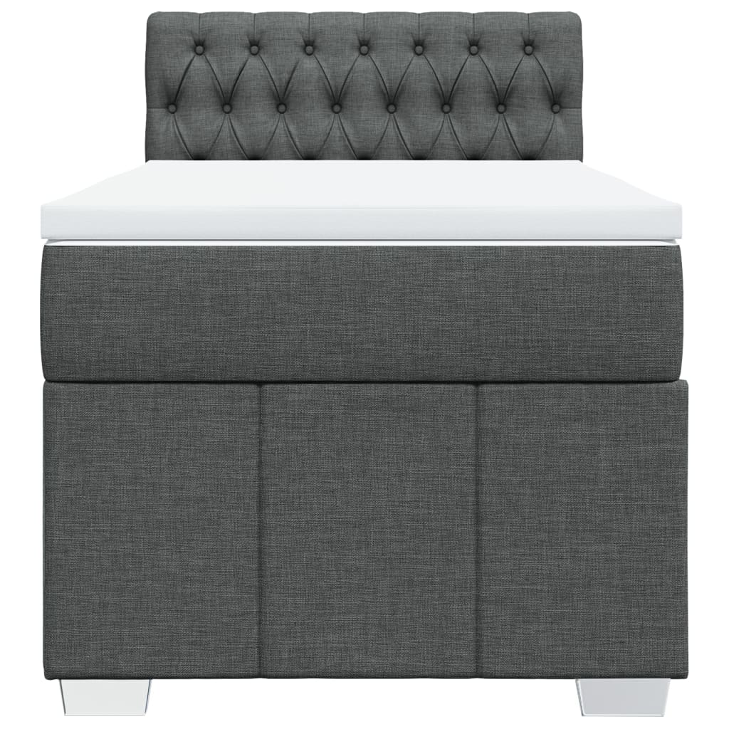 vidaXL Κρεβάτι Boxspring με Στρώμα Σκούρο Γκρι 90x200 εκ. Υφασμάτινο