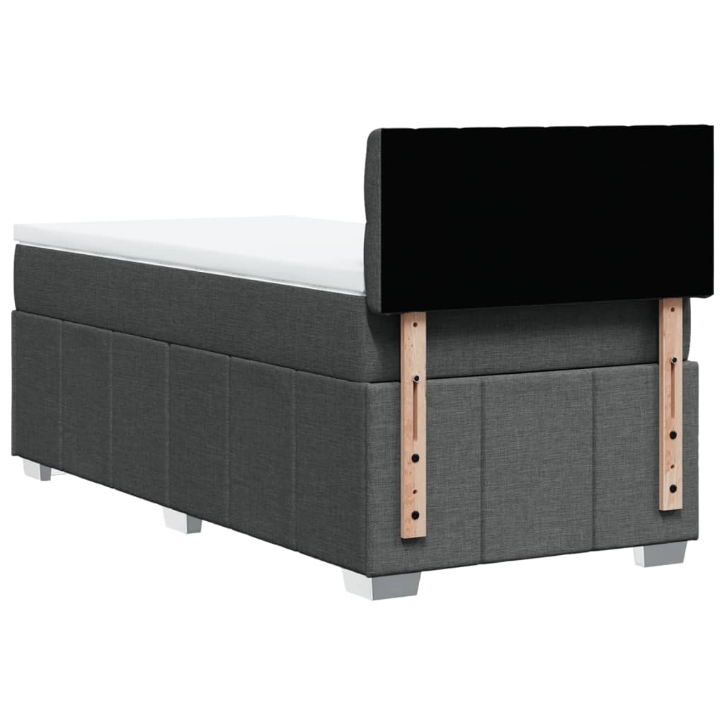 vidaXL Κρεβάτι Boxspring με Στρώμα Σκούρο Γκρι 90x200 εκ. Υφασμάτινο