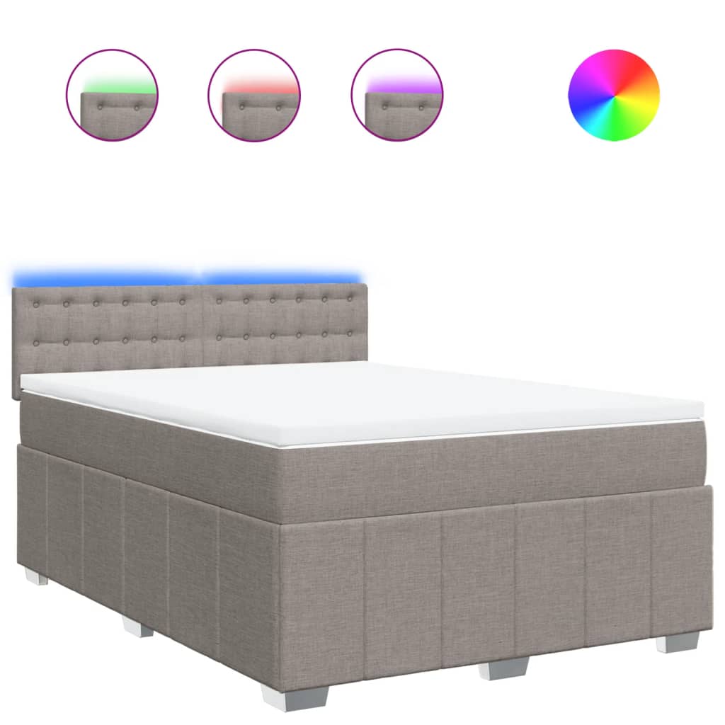 vidaXL Κρεβάτι Boxspring με Στρώμα Taupe 140x190 εκ. Υφασμάτινο