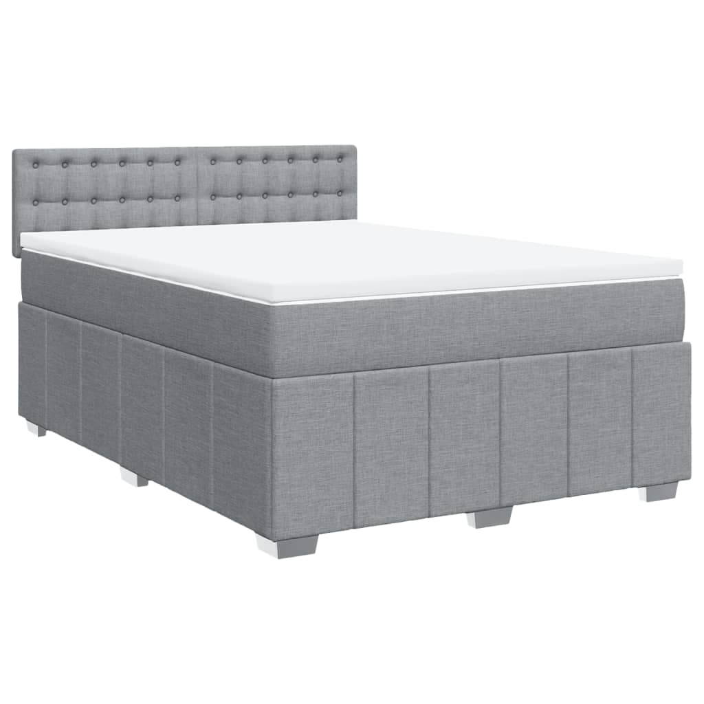 vidaXL Κρεβάτι Boxspring με Στρώμα Ανοιχτό Γκρι 140x200 εκ. Υφασμάτινο