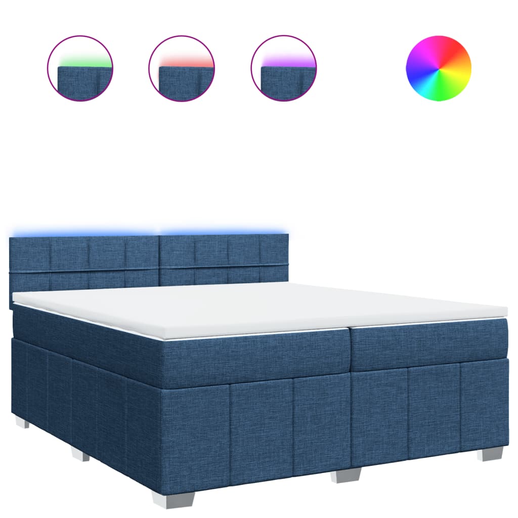 vidaXL Κρεβάτι Boxspring με Στρώμα Μπλε 200x200 εκ. Υφασμάτινο