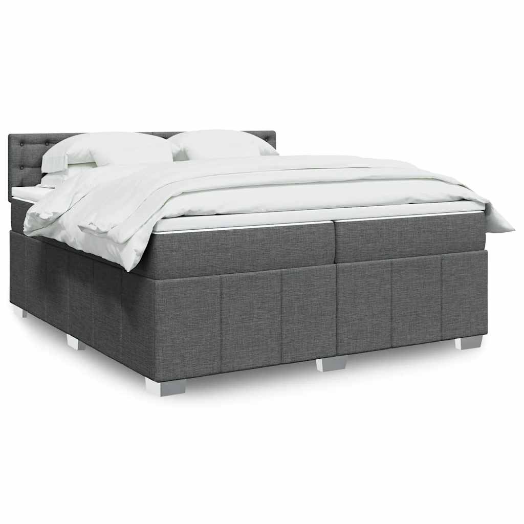 vidaXL Κρεβάτι Boxspring με Στρώμα Σκούρο Γκρι 200x200 εκ. Υφασμάτινο