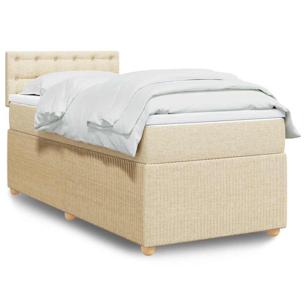 vidaXL Κρεβάτι Boxspring με Στρώμα Κρεμ 80 x 200 εκ. Υφασμάτινο