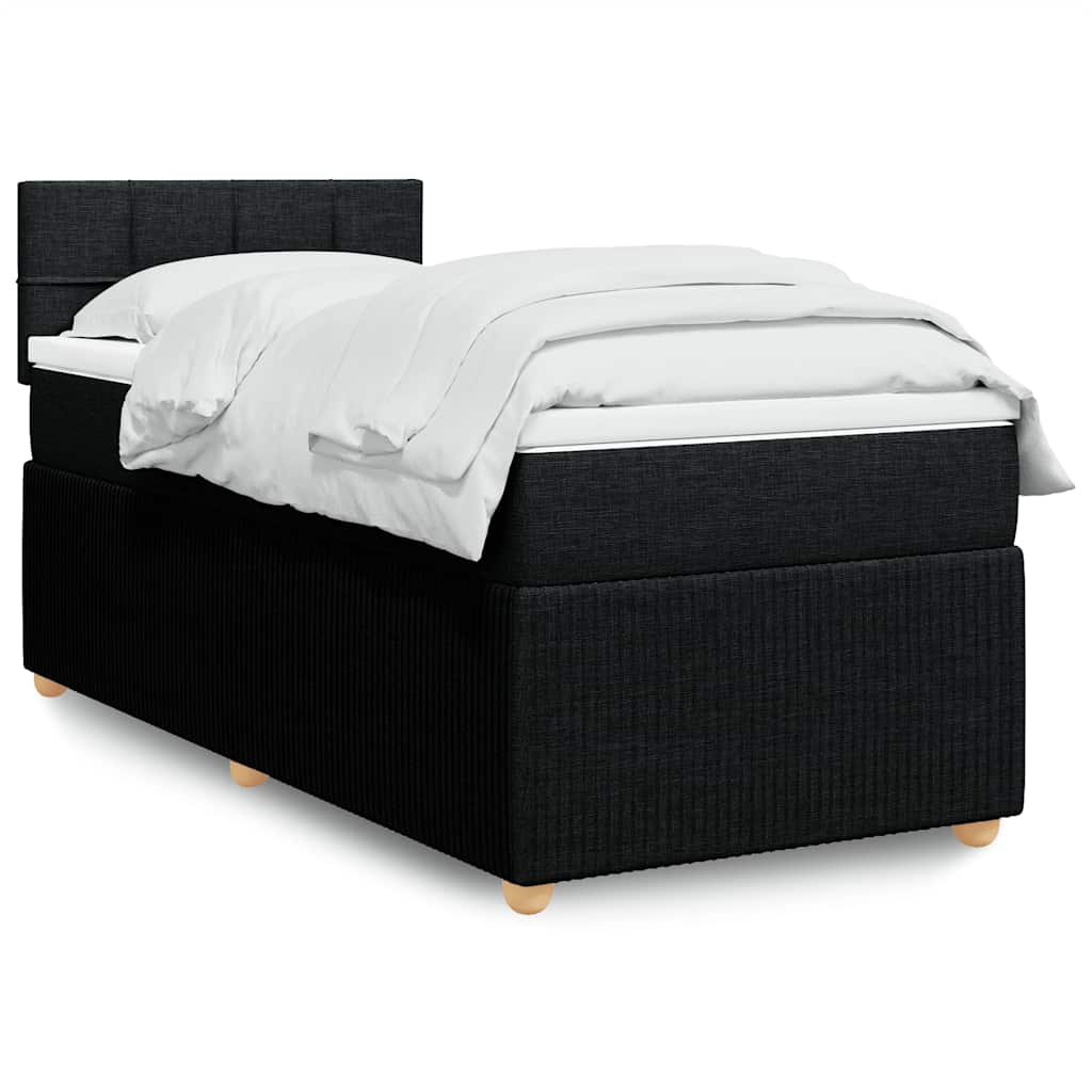 vidaXL Κρεβάτι Boxspring με Στρώμα Μαύρο 90x190 εκ.Υφασμάτινο