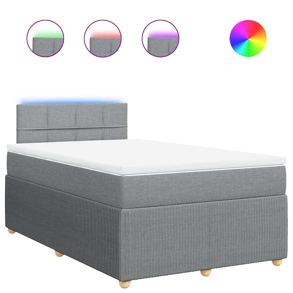 vidaXL Κρεβάτι Boxspring με Στρώμα Ανοιχτό Γκρι 120x190 εκ. Υφασμάτινο