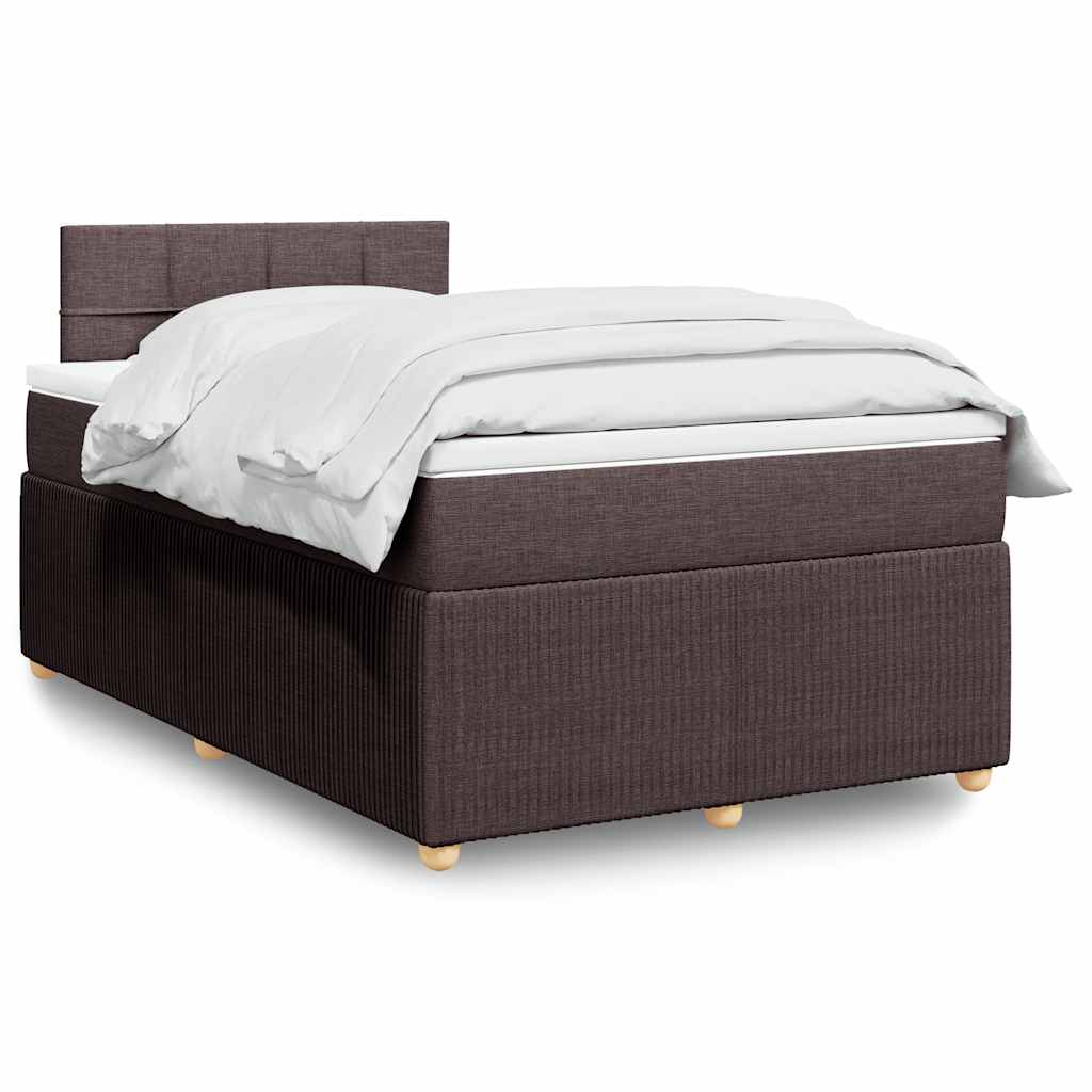 vidaXL Κρεβάτι Boxspring με Στρώμα Σκούρο Καφέ 120x190 εκ Υφασμάτινο
