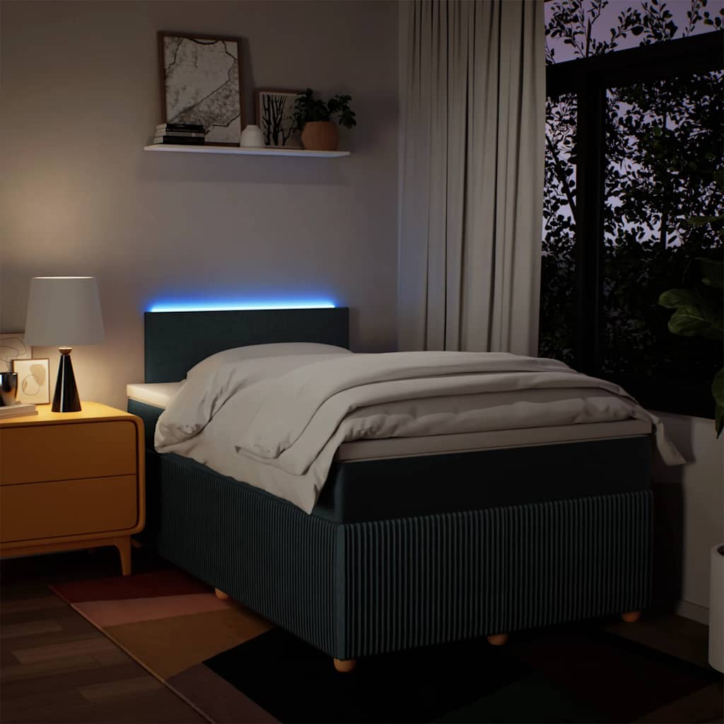 vidaXL Κρεβάτι Boxspring με Στρώμα Μπλε 120x200 εκ. Υφασμάτινο