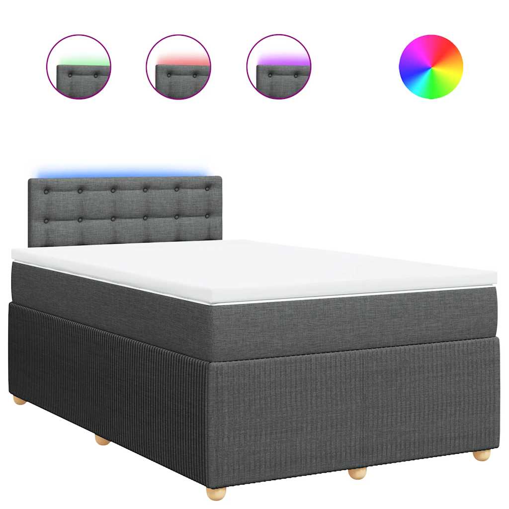 vidaXL Κρεβάτι Boxspring με Στρώμα Σκούρο Γκρι 120x200 εκ. Υφασμάτινο