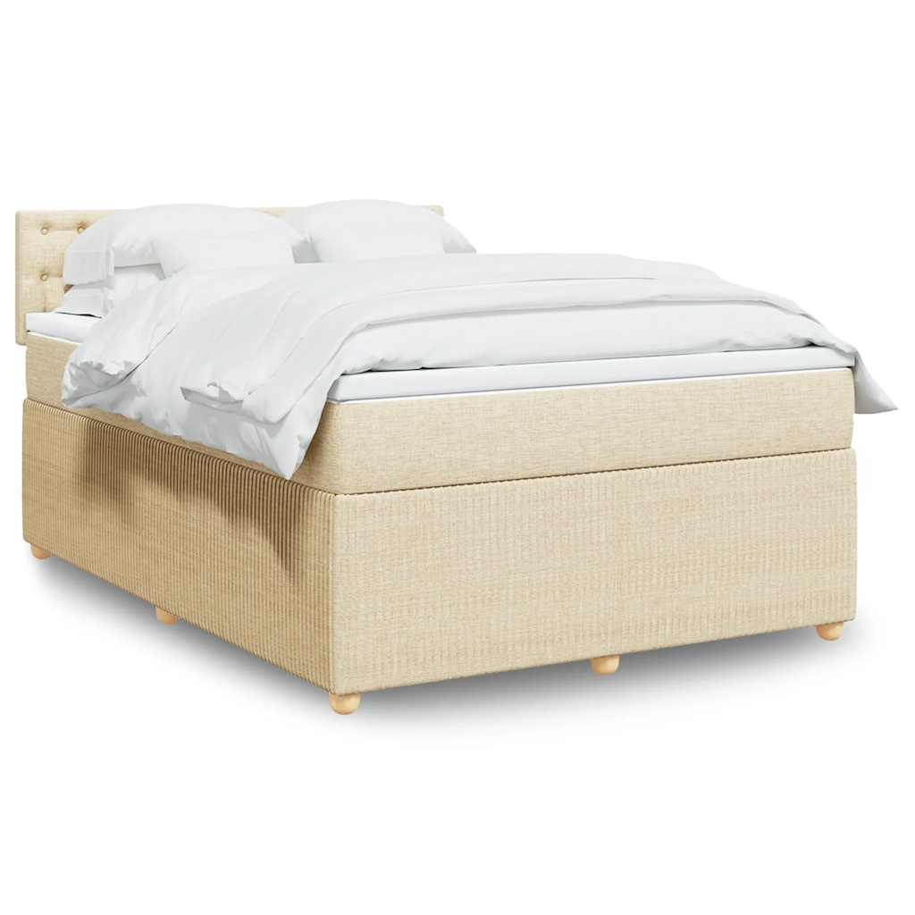 vidaXL Κρεβάτι Boxspring με Στρώμα Κρεμ 140x190 εκ. Υφασμάτινο