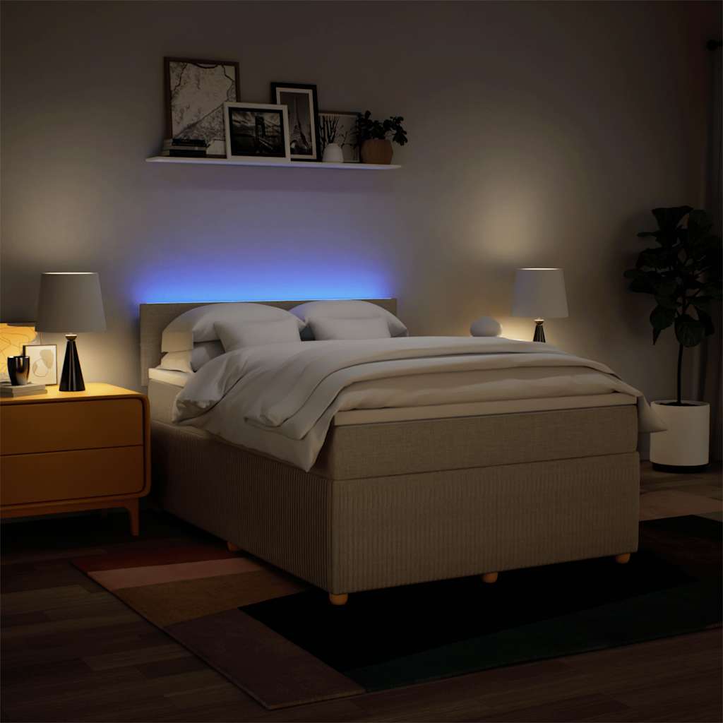 vidaXL Κρεβάτι Boxspring με Στρώμα Κρεμ 140x200 εκ. Υφασμάτινο