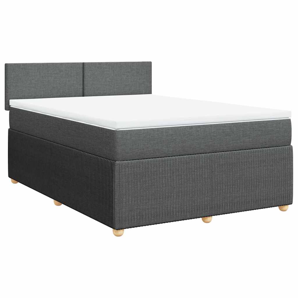 vidaXL Κρεβάτι Boxspring με Στρώμα Σκούρο Γκρι 160x200 εκ Υφασμάτινο