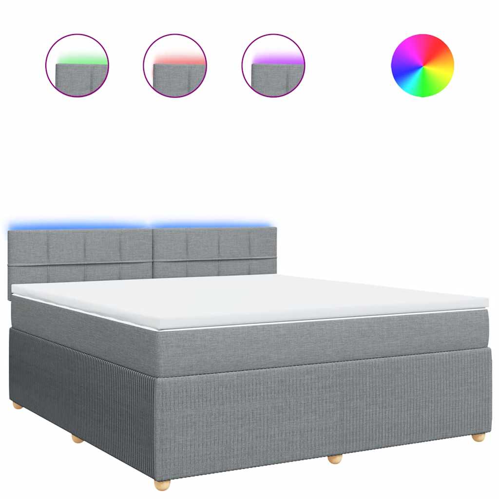 vidaXL Κρεβάτι Boxspring με Στρώμα Ανοιχτό Γκρι 180x200 εκ. Υφασμάτινο