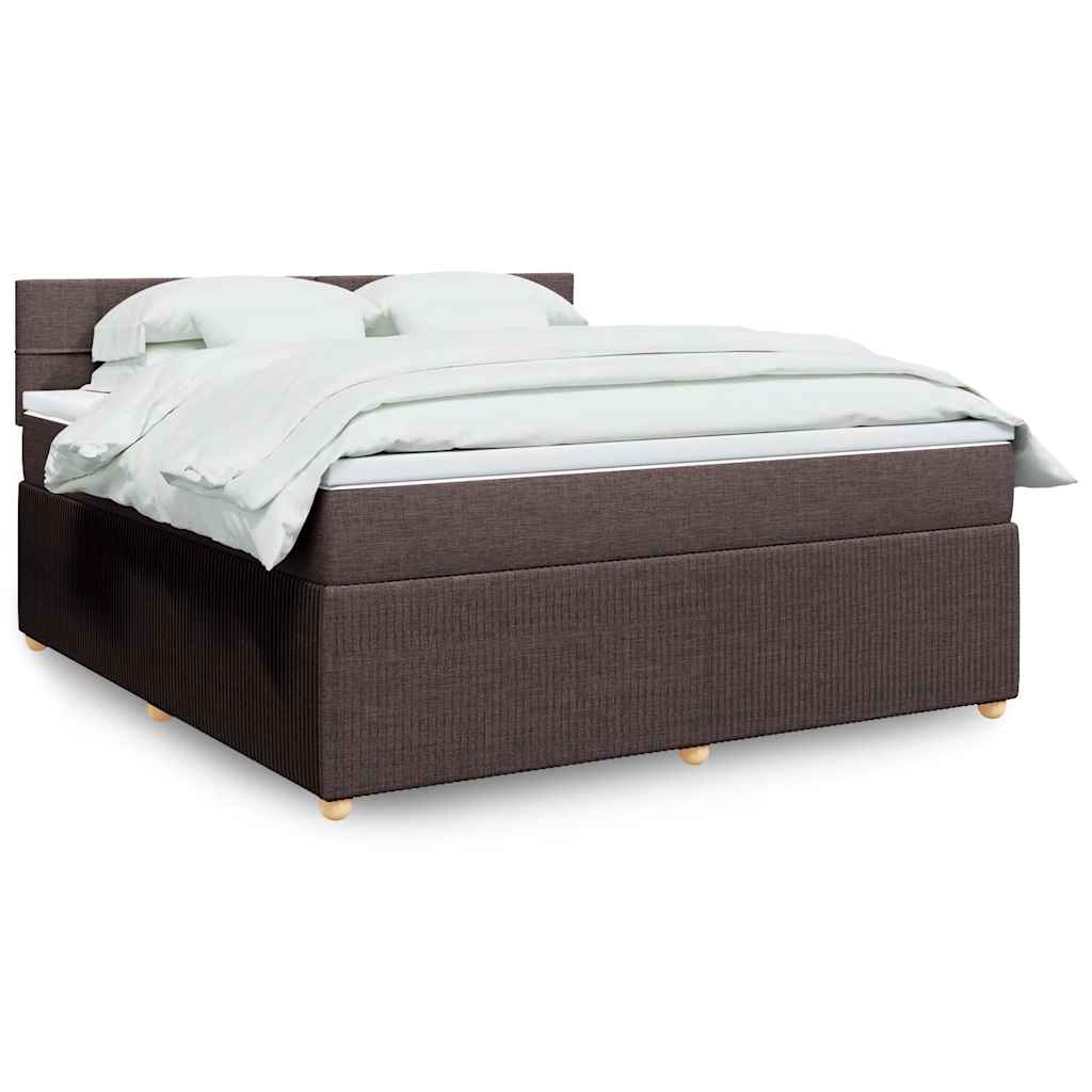 vidaXL Κρεβάτι Boxspring με Στρώμα Σκούρο Καφέ 180x200 εκ Υφασμάτινο