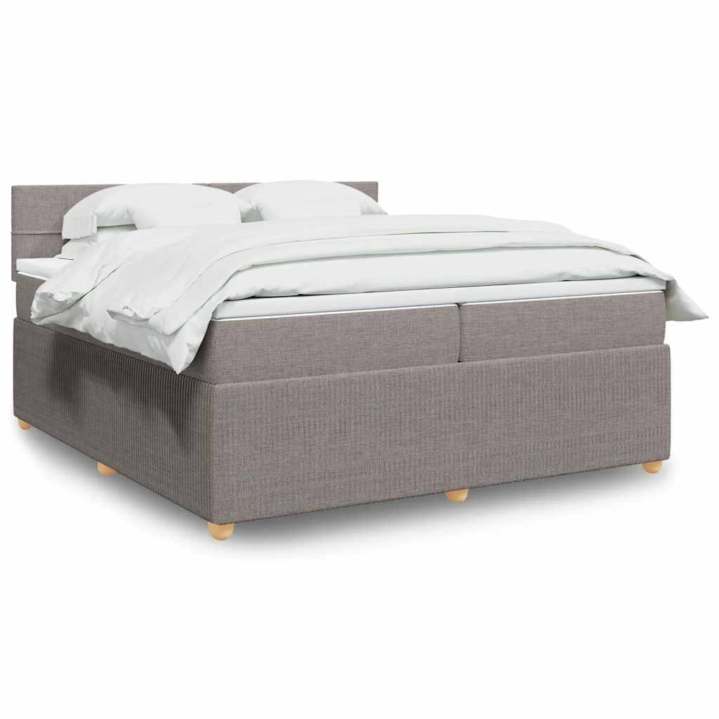 vidaXL Κρεβάτι Boxspring με Στρώμα Taupe 200x200 εκ. Υφασμάτινο