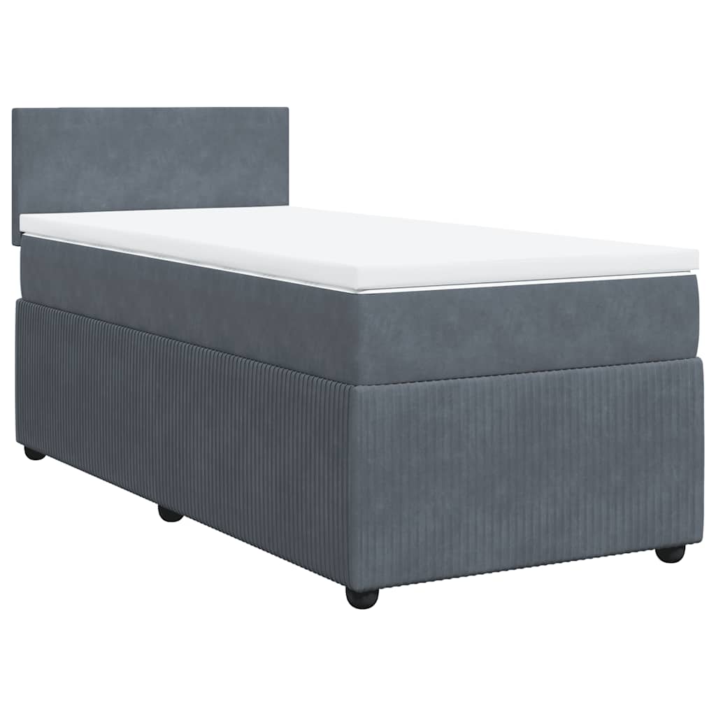 vidaXL Κρεβάτι Boxspring με Στρώμα Σκούρο Γκρι 80x200 εκ. Βελούδινο