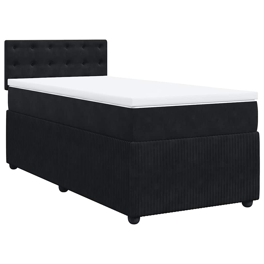 vidaXL Κρεβάτι Boxspring με Στρώμα Μαύρο 90x190 εκ. Βελούδινο