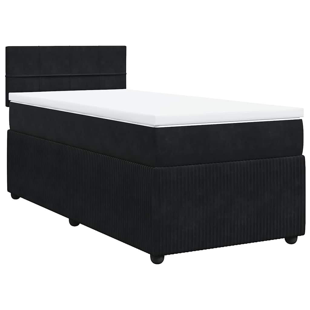 vidaXL Κρεβάτι Boxspring με Στρώμα Μαύρο 90x190 εκ. Βελούδινο
