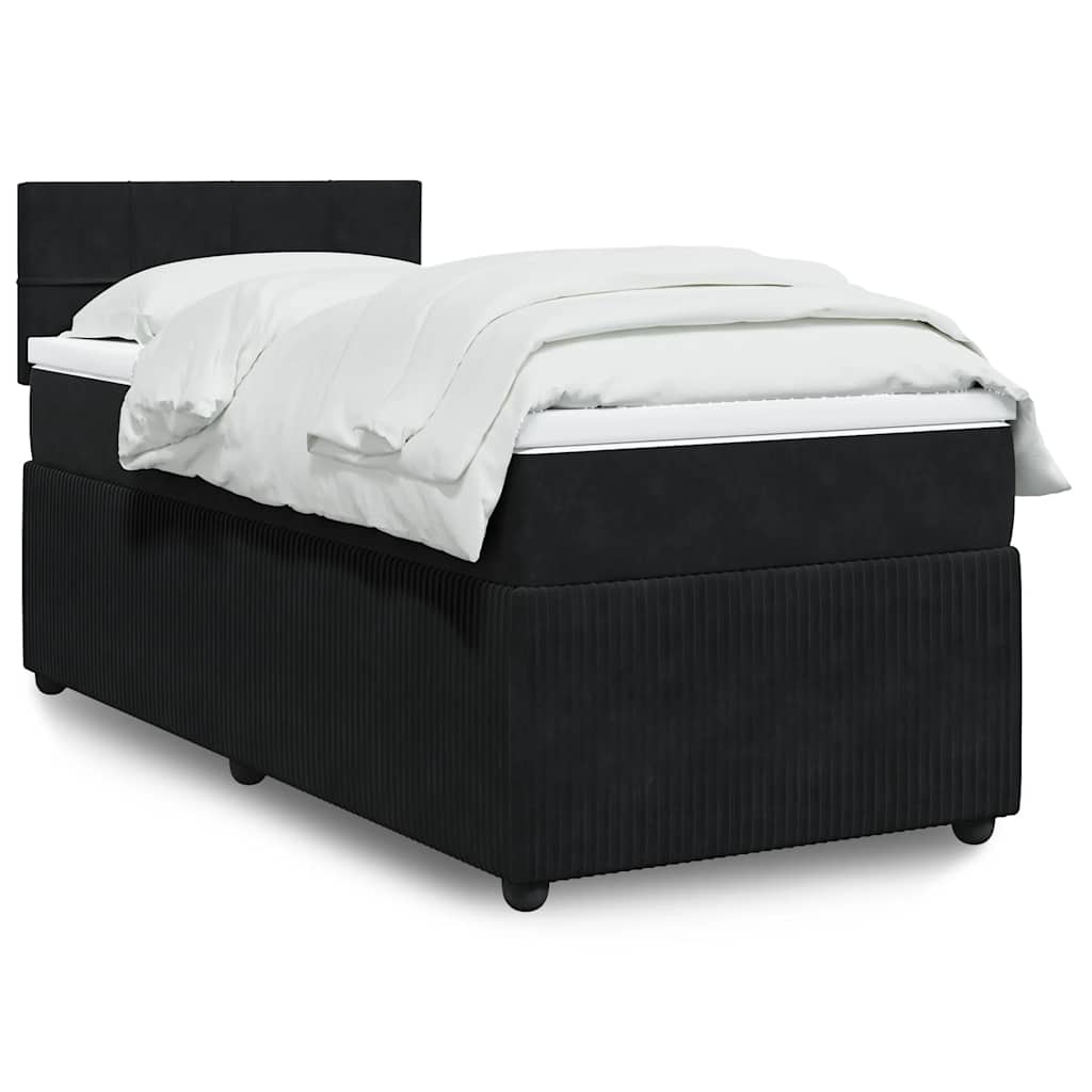 vidaXL Κρεβάτι Boxspring με Στρώμα Μαύρο 90x190 εκ. Βελούδινο