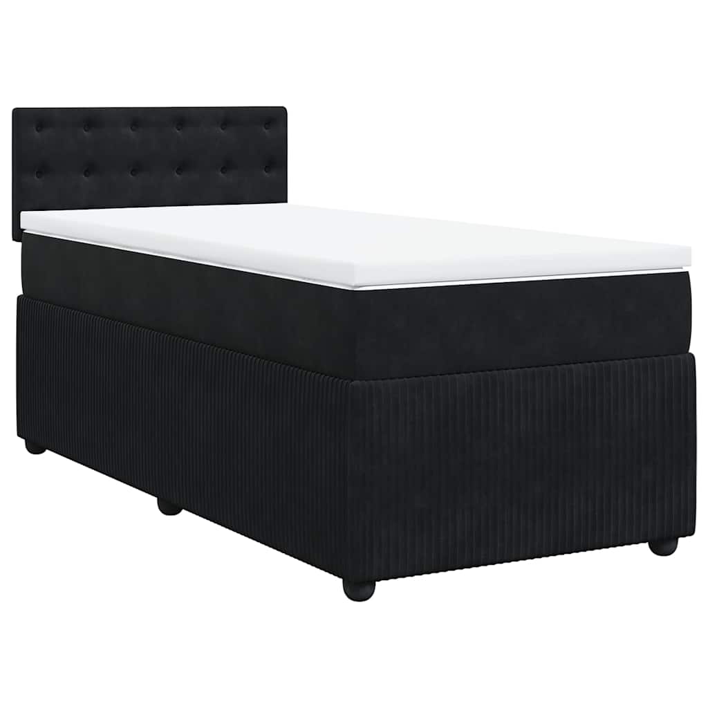 vidaXL Κρεβάτι Boxspring με Στρώμα Μαύρο 90x200 εκ. Βελούδινο