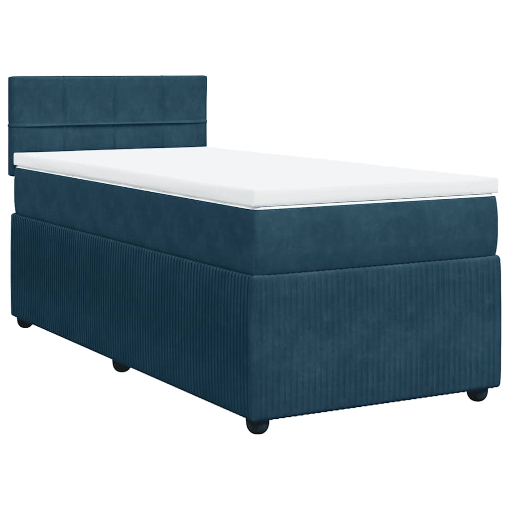 vidaXL Κρεβάτι Boxspring με Στρώμα Μπλε 90x200 εκ. Βελούδινο